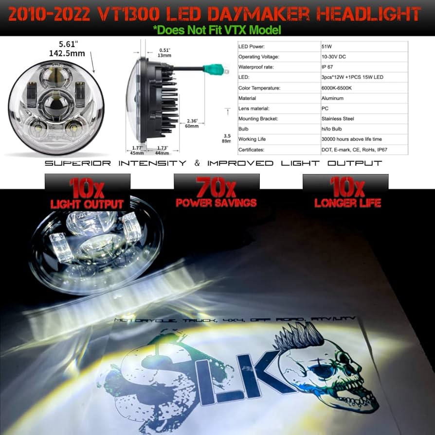 Amazon.com: SLK-Lights VT1300 Fury LED Daymaker Chrome